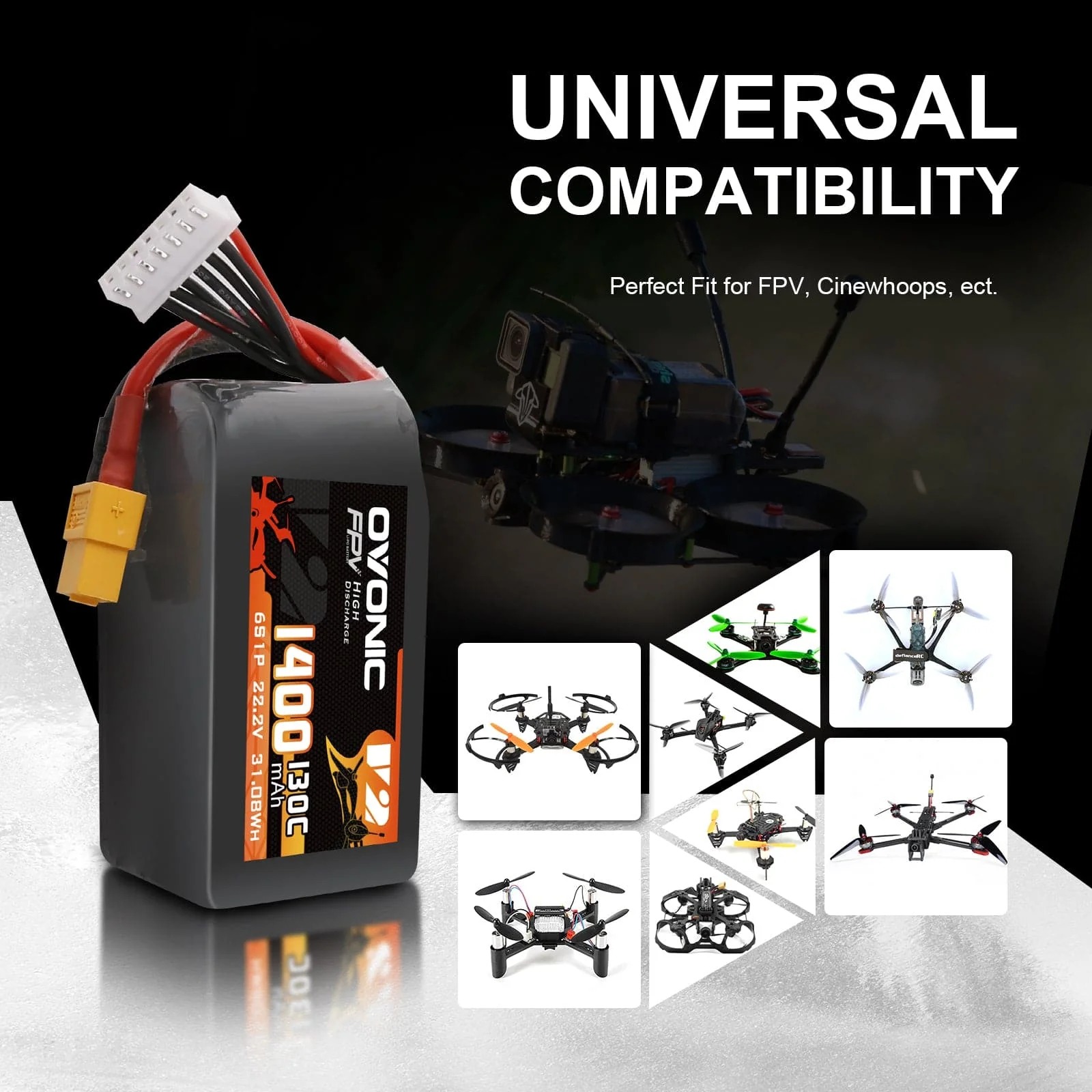 Ovonic 6S 1400mAh 130C LiPo Ba - Walksnail Avatar Hd Goggles X 评论和价格