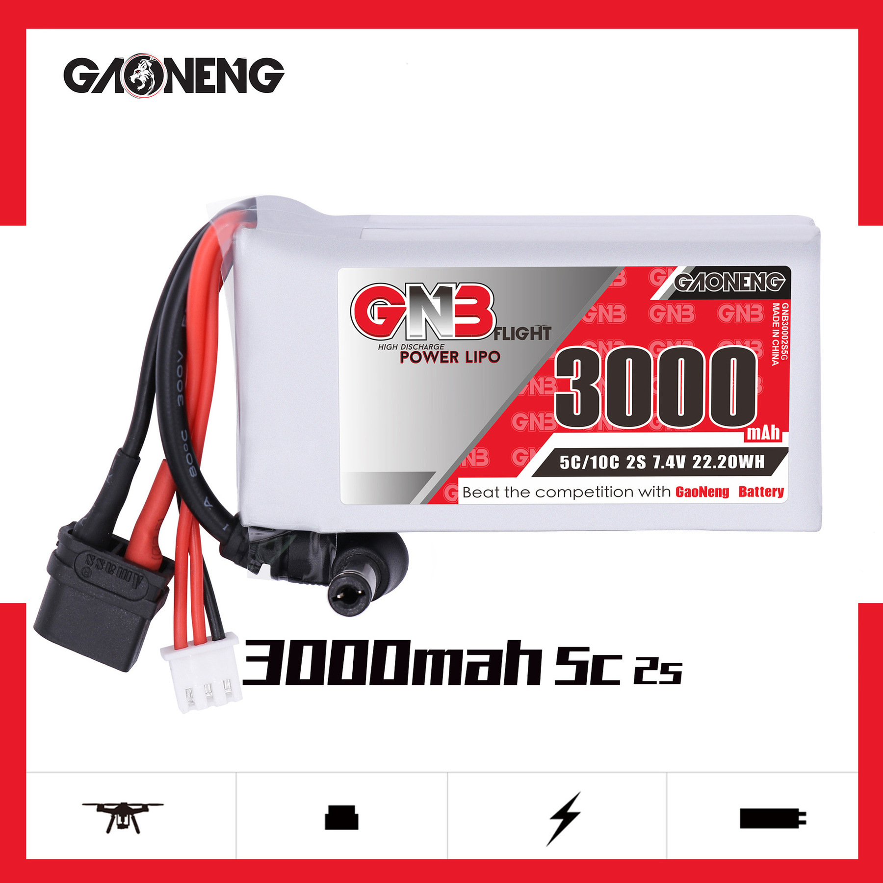 GNB 2S 7.4V 3000mAh 5C/10C Lip - Skyzone Sky04X Pro Oled Fpv Goggles 评论和价格